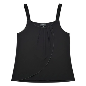 Top damski Emporio Armani na ramiączkach z marszczeniem czarny