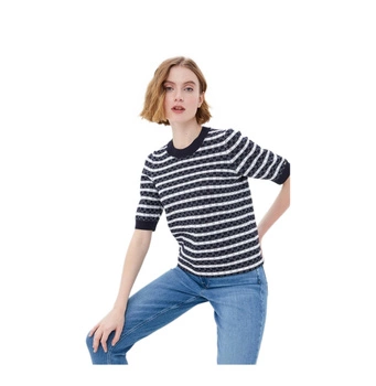 Bluzka damska Tommy Hilfiger Gingham C-nk Swt 1/2 Slv z krótkim rękawem w paski