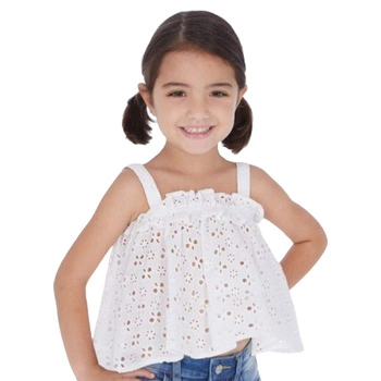 Bluzka dziewczęca Mayoral  na szelkach biała na lato