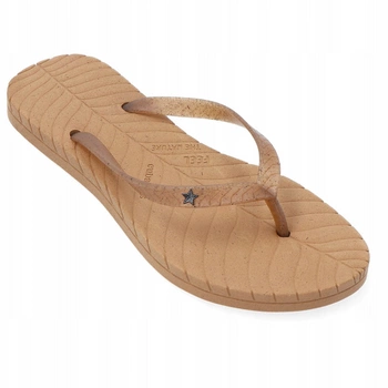 Klapki damskie Cubanas Nature japonki  brązowe