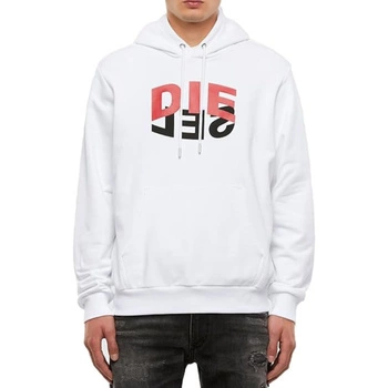 Bluza męska dresowa Diesel S-Girk z kapturem biała z nadrukiem