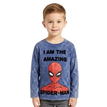 Koszulka chłopięca Marvel Spider-Man z długim rękawem niebieska bawełniana r. 98