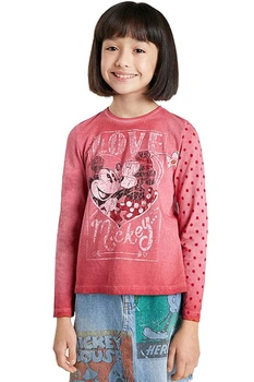 Bluzka dziecięca Desigual Love Mickey różowa z długim rękawem r. 122