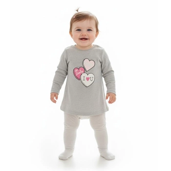 Bluzka dziewczęca Chicco bawełniana szara serca