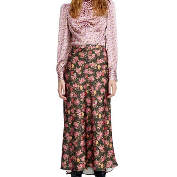 Spódnica damska Zara midi satynowa w kwiaty