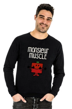 Bluza męska Monsieur Muscle czarna z nadrukiem r. XXL