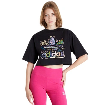 Koszulka damska Adidas Love Unites czarny crop top z logo