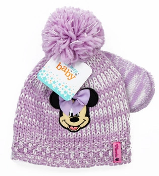 Komplet czapka rękawiczki Disney Myszka Minnie zimowa różowy melanż dla dziewczynki