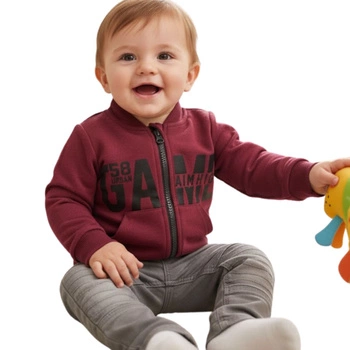 Bluza chłopięca Chicco bawełniana bordowa zasuwana