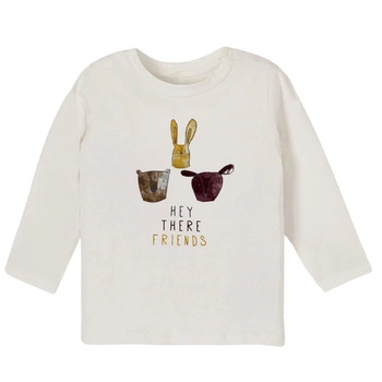 Koszulka dziewczęca Name It Nubanra bawełniana z długim rękawem biała