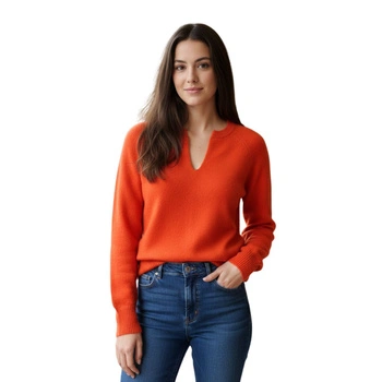 Sweter damski Rodier pomarańczowy kaszmirowy