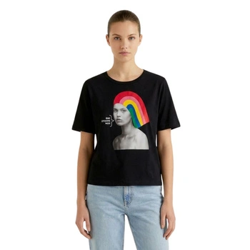 Koszulka damska United Colors of Benetton czarny z nadrukiem