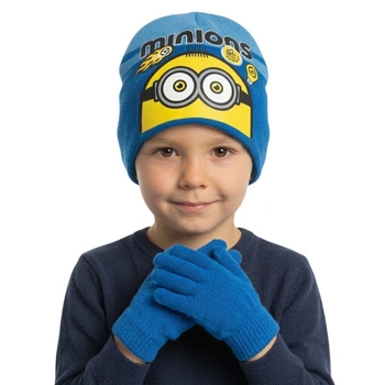 Komplet czapka rękawiczki Minions The Rise Of Gru dla chłopca niebieski r. 54