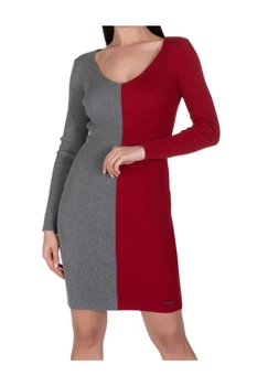 Sukienka damska Giorgio Di Mare bawełniana dzianinowa czerwono szara