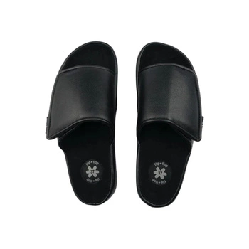 Klapki damskie Flip Flop Slide Velcro czarne lekkie imitacja skóry