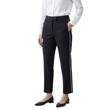 Spodnie damskie Karen Millen czarne w kant cygaretki z lampasami r. M