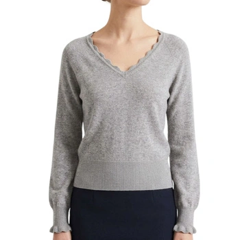 Sweter damski Naf Naf Woolmy wełniany szary z kaszmirem