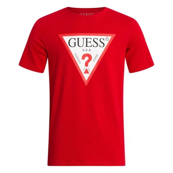 Koszulka męska Guess Logo bawełniana czerwona z nadrukiem