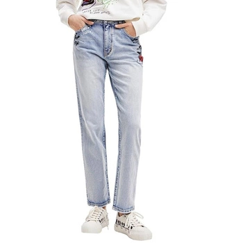 Spodnie damskie Desigual Mickey Mouse jeansowe proste