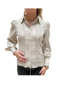 Koszula damska Vila Viemani wzorzysta dopasowana marszczona