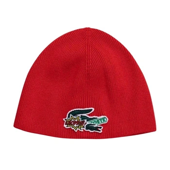 Czapka beanie dziecięca Lacoste czerwona z wełną r. M