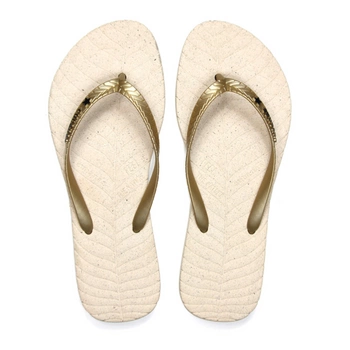 Klapki damskie Cubanas Nature kremowo złote japonki