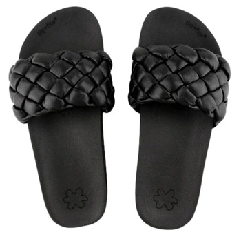 Klapki damskie Flip Flop Pool Weave czarne lekkie plecione