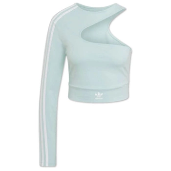 Koszulka damska Adidas Cropped Top miętowa asymetryczna bawełniana