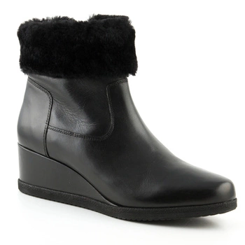 Buty Geox D Anylla Wedge G damskie skórzane czarne zimowe