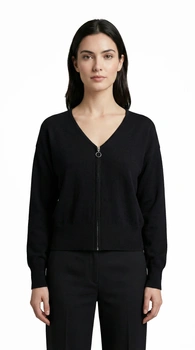 Sweter damski United Colors of Benetton zasuwany czarny z wełną