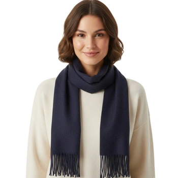 Szalik damski Ma.Al.Bi kaszmirowy granatowy z frędzlami