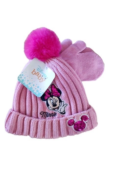 Komplet czapka rękawiczki Disney Minnie dla dziewczynki zimowy