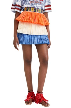 Spódnica damska Desigual x Stella Jean Raff trójkolorowa z frędzlami