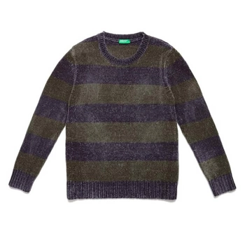 Sweter dziecięcy Benetton klasyczny miękki w paski zielone
