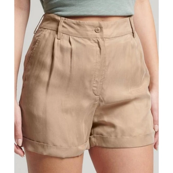 Spodenki damskie Superdry Studios Cupro szorty beżowe