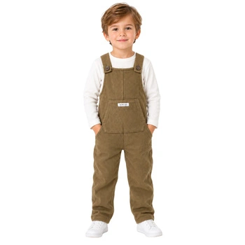 Spodnie chłopięce Zara prążkowane ogrodniczki bawełniane khaki r. 110