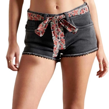 Spodenki damskie Superdry Lace Hot szorty jeansowe szare