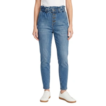 Spodnie damskie Naf Naf Dune jeansowe z wysokim stanem paperbag r. XS