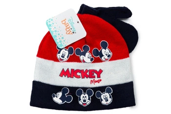 Komplet czapka rękawiczki Disney Myszka Mickey zimowa jesienna czerwona
