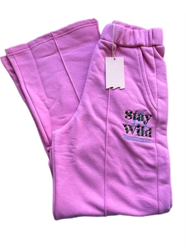 Spodnie damskie Femi Stories Flare dresowe dzwony różowe