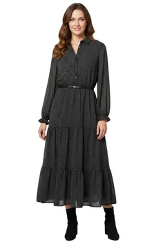 Sukienka damska Tommy Jeans czarna w kropczeki