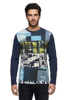 Koszulka męska Desigual Jamie granatowa z nadrukiem