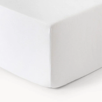 Prześcieradło z gumką Westwing Biba bawełniane białe 140x200x15 cm