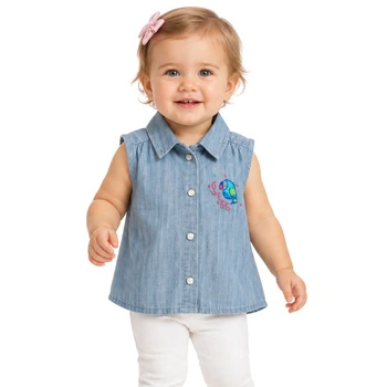 Bluzka dziecięca Guess koszulowa denim niebieska r. 6/9m