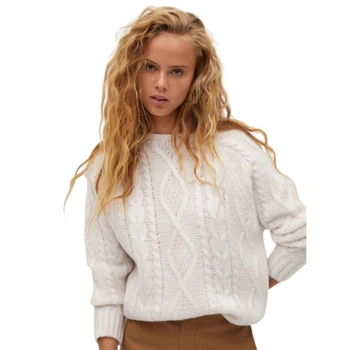 Sweter damski Mango Pompa z odkrytymi plecami ecru r. L