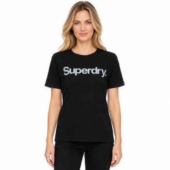Koszulka damska Superdry Logo bawełniana czarna r. S