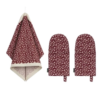 Zestaw tekstyliów kuchennych Marimekko Unikko rękawice + ręcznik