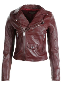 Kurtka damska skórzana Chyston Ornella bordowa ramoneska