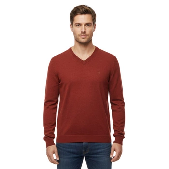 Sweter męski Hackett London V-Neck bawełna wełna pomarańczowy r. XL