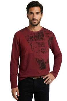 Koszulka męska Desigual Sebastian z długim rękawem bordowa